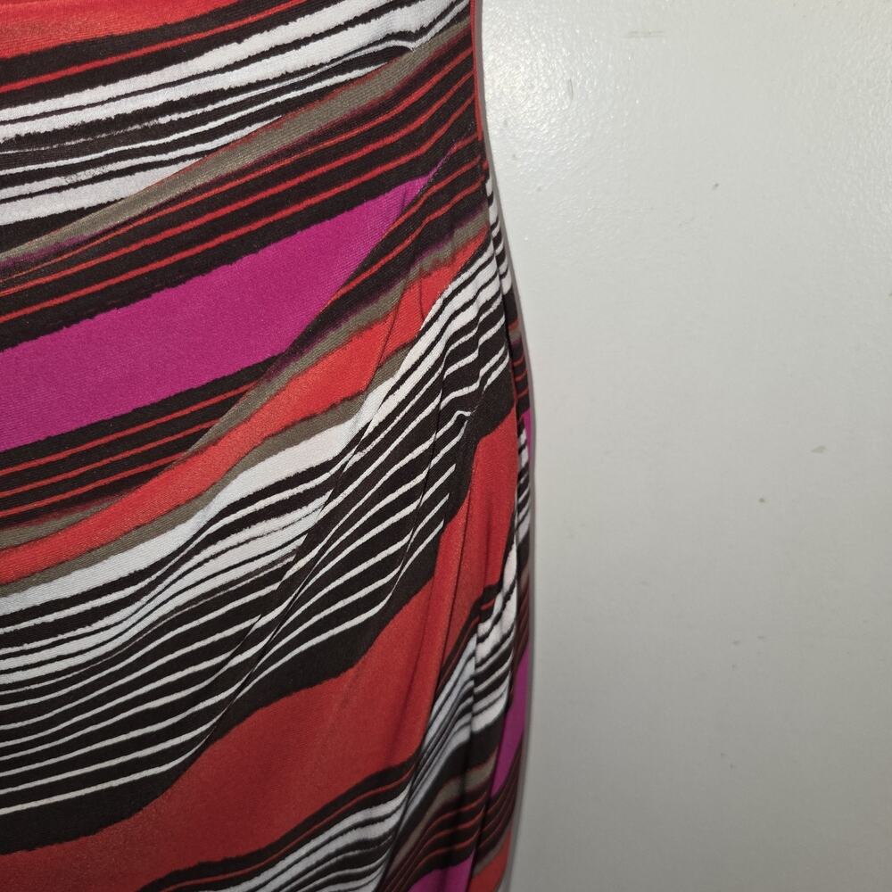 Anne Klein Sheath Dress Womens 6 Striped Draped Cowl Sleeveless Bold Print Party - Picture 4 of 16